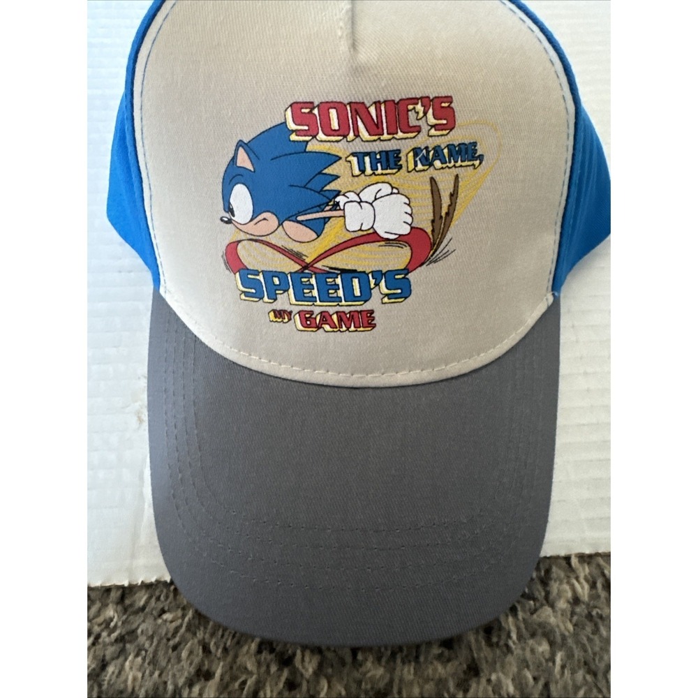 Sonic the Hedgehog Baseball Hat Cap Youth Adjustable Logo Snapback NWT